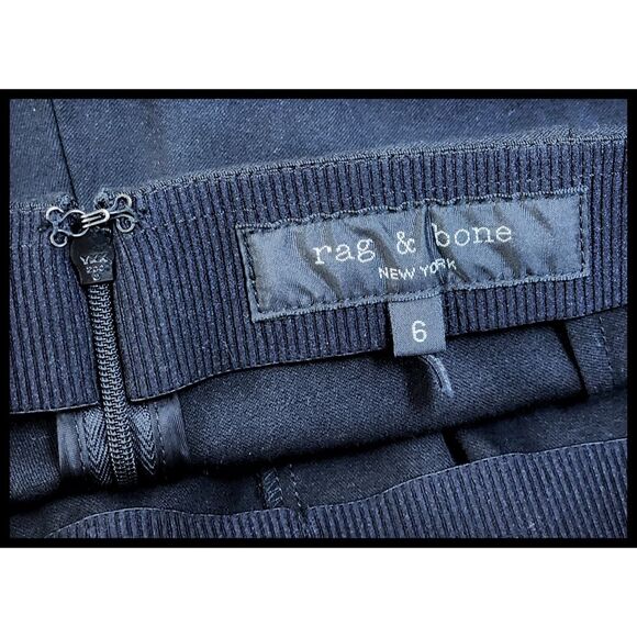 Rag & Bone Simone High Rise Slim Stretch Crop Pants Plain Front Rear Zip Black 6 - Picture 10 of 14